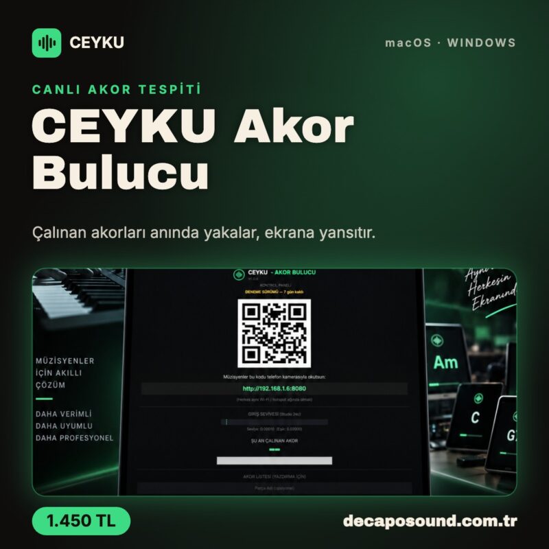 CEYKU Akor Bulucu – Çalınan akorları anında yakalar, ekrana yansıtır.